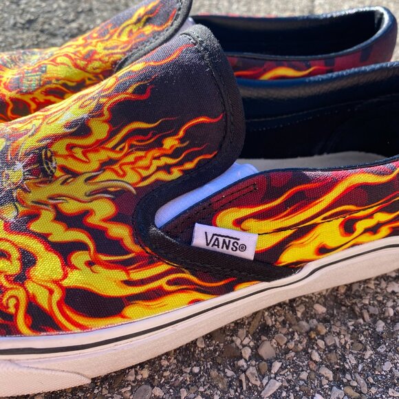 Vans Slip-on Shoes Samurai Rising Flames Mens Size 9.5 - Picture 6 of 7